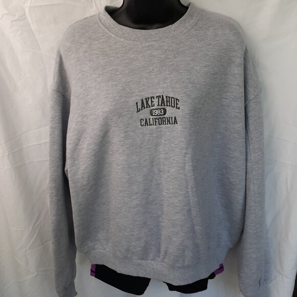 NWT Size Medium Lake Tahoe 1983 Forever 21 Heather Grey Sweatshirt - Picture 1 of 10
